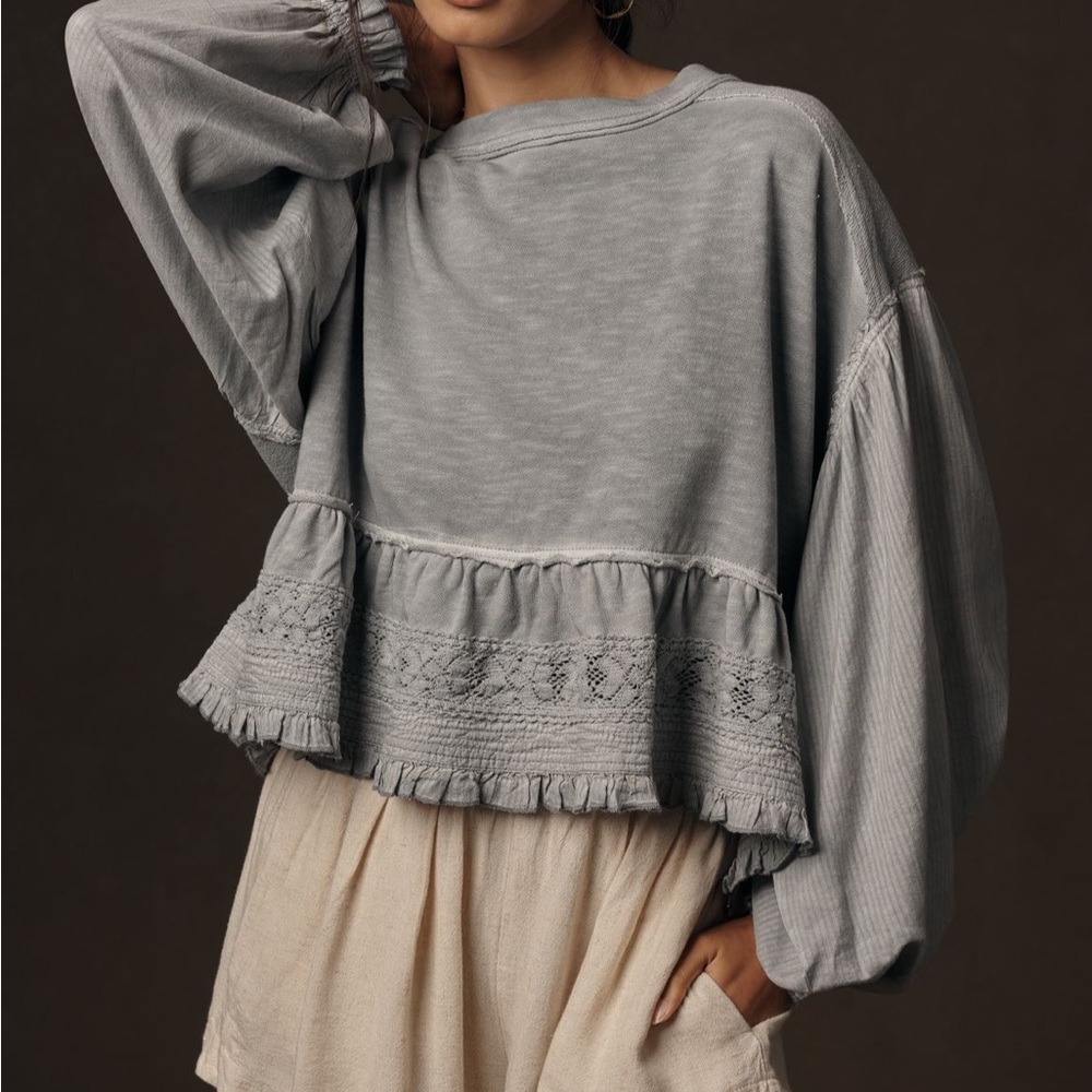Pilcro Cropped Babydoll Top